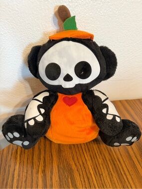 Skelanimals Halloween Pumpkin Monkey Plush Black Orange Skeleton RARE
